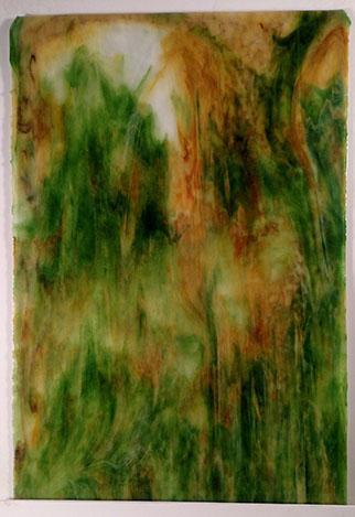 Youghiogheny Glass 1054 SP 12x12  White Ice/Silver Yellow/Green sixth stock sheet BIN A29