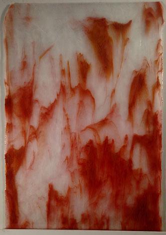 Youghiogheny Glass 1057 SP 12x12 White Ice/Gold Peach sixth stock sheet BIN A27