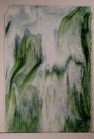 Youghiogheny Glass 1444 HS 12x12 White Opal/Green Combinations High Strikel sixth stock sheet BIN A30