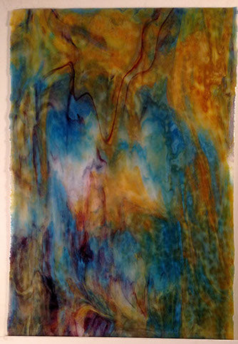 Youghiogheny Glass 1567 SP 24x18 Ice White, Silver Yellow, Dark Blue, Gold Purple, Green half stock sheet