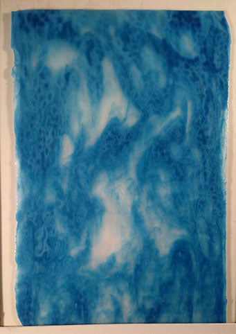 Youghiogheny Glass 1660 SP 24x36 White ice, sea blue stipple glass full stock sheet