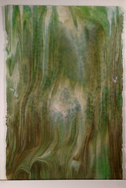 Youghiogheny Glass 2004 HS 12x12 Off-White Opal / Green High Strike sixth stock sheet BIN A30