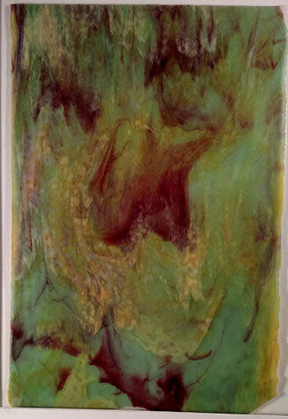 Youghiogheny Glass 4507 SP 24x18 Mint Green, Silver Yellow, Red Highlight half stock sheet