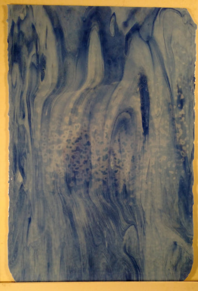 Youghiogheny Glass 6106 HS 12x12 Light Blue Opal / Cobalt Blue High Strike sixth stock sheet BIN A30