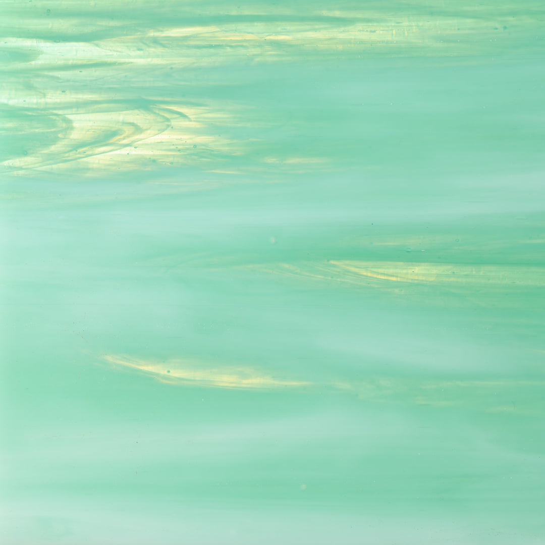 Wissmach Glass 69 L Smooth White/Teal Streaky Opaque SQFT Listing