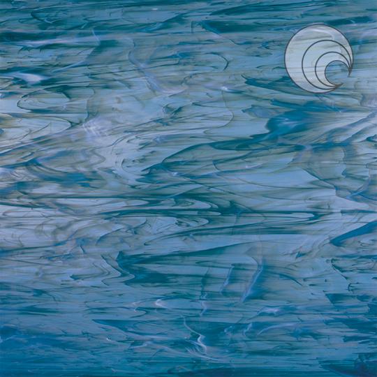 Oceanside Glass 838-94S-F 24x48 Steel Blue/White; wispy full stock sheet