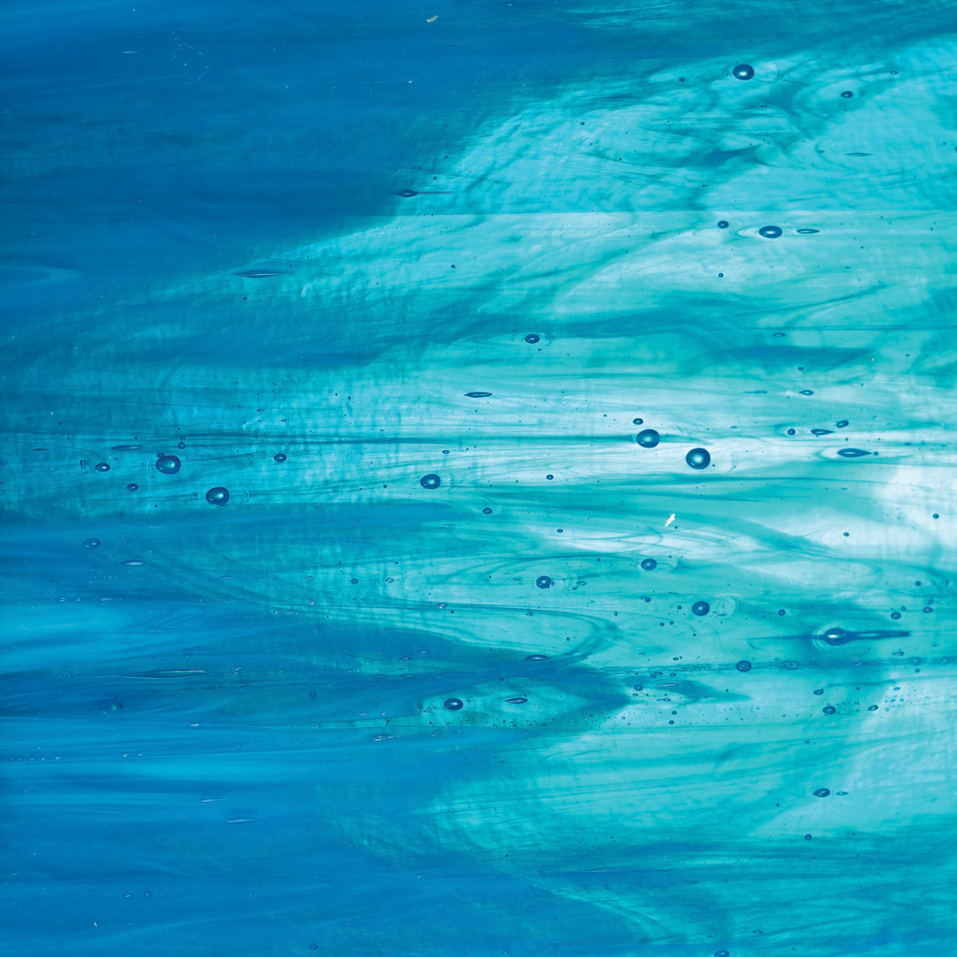 Wissmach Glass 96-76 Smooth Blue White Streaky Translucent SQFT Listing