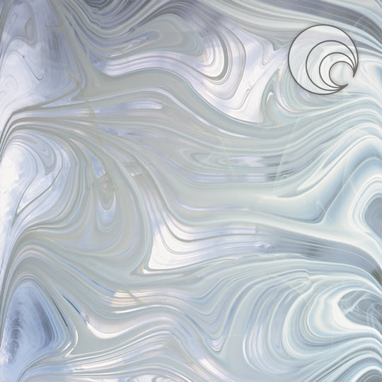 Oceanside Glass BR-308 24x48 White/Clear Baroque full stock sheet