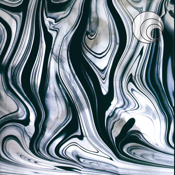 Oceanside Glass BR-400 24x24 Black/Clear Baroque half stock sheet