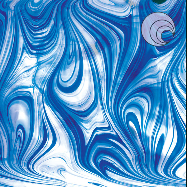Oceanside Glass BR 430 24x24 Blue/Clear Baroque half stock sheet