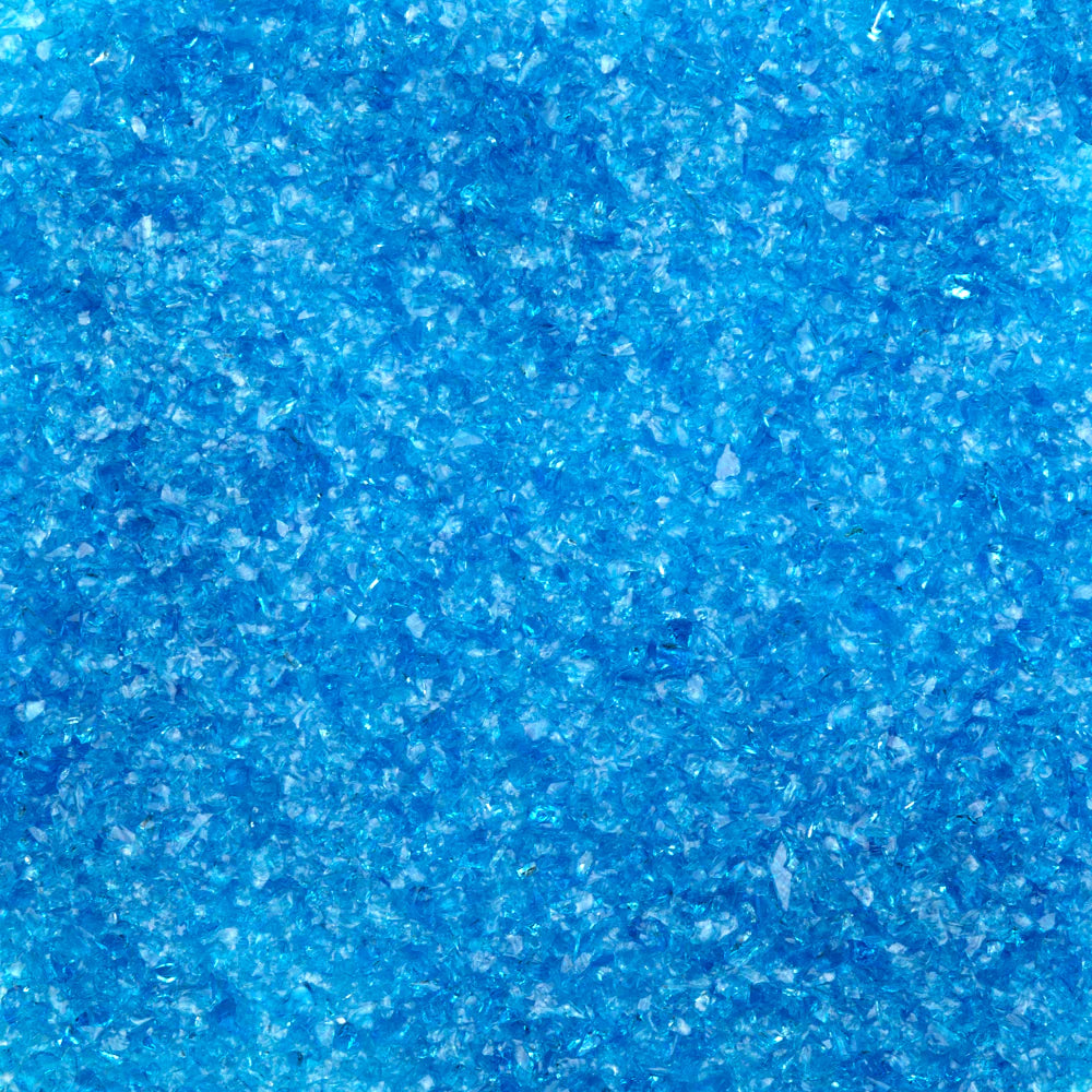 Oceanside Frit Medium Blue Topaz Transparent (COE 96) 8.5 oz jar F3-5332-F-8