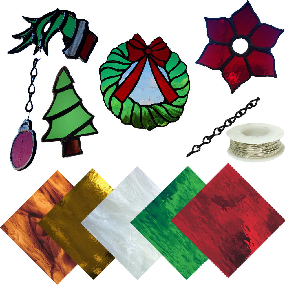 Holiday Stained Glass Projects Kit (FREE pattern in description below &amp; video walkthrough playlist links)