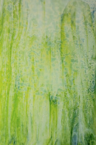 Youghiogheny Glass URO-U-00-78 12x12 Light green & spring green highlights mottled sixth stock sheet