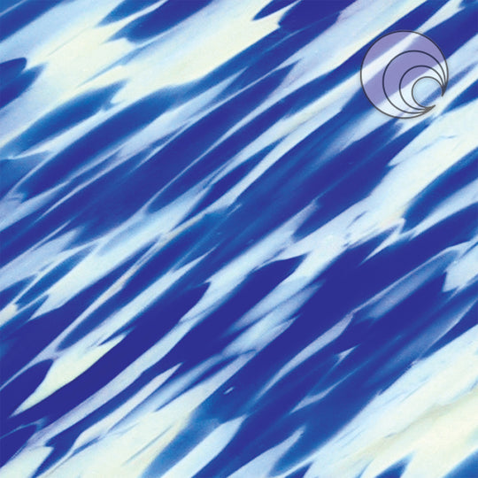 Oceanside Glass SPIRIT-431-76S-F 24x48 Crystal Clear/Ivory/Cobalt Blue; "Vienna" full stock sheet