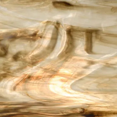 Wissmach Glass WO-502 32x21 Opal and/or Crystal/ Dark Grey Brown Wispy half stock sheet