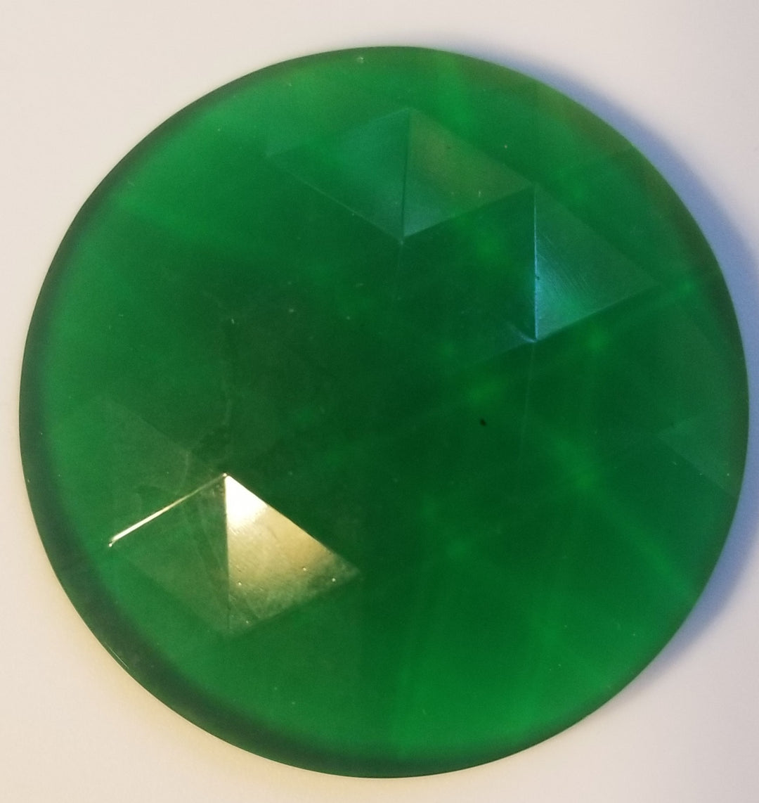 Gems 40mm Round Faceted Jewel Green