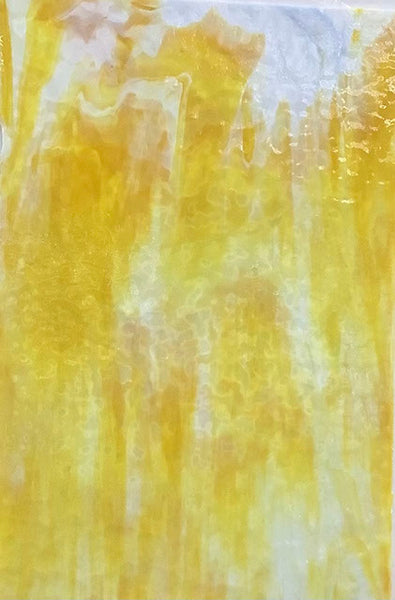 Youghiogheny Glass URO-U-00-361 12x12 Amber, yellow on white mottled sixth stock sheet