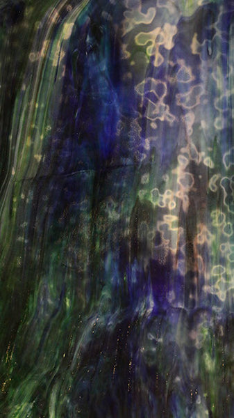Youghiogheny Glass URO-U-00-485 12x12 Cobalt blue & emerald green mottled sixth stock sheet