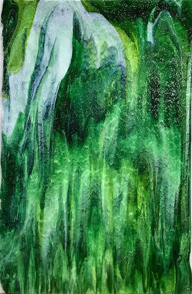 Youghiogheny Glass URO-U-65-74 12x12 Emerald green, spring green, & light greens granite texture sixth stock sheet