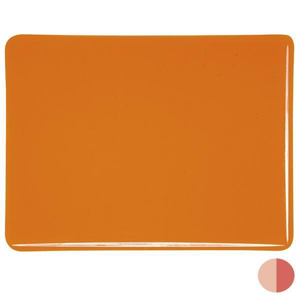 Bullseye Glass 1025-50F 10x17.5 Light Orange Striker quarter stock sheet