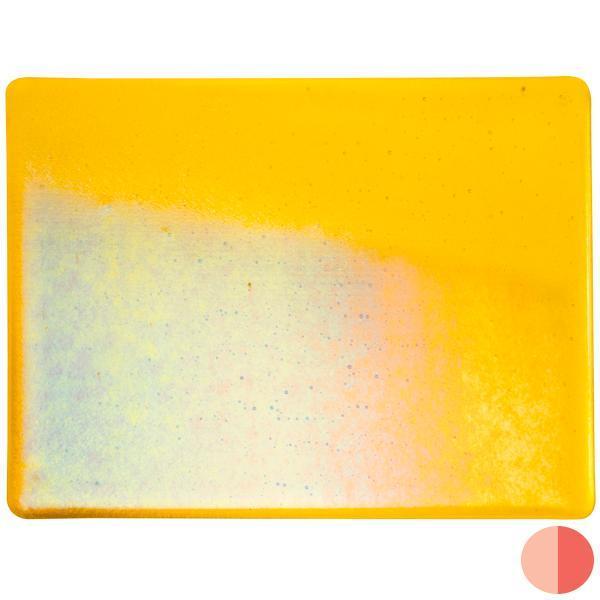 Bullseye Glass 1120-31F 17.5x20 Yellow Irid Rainbow half stock sheet