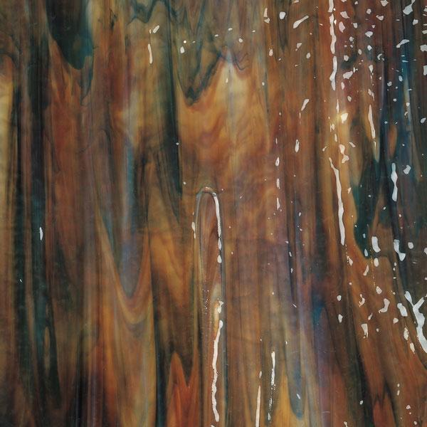 Bullseye Glass 3203-21F Woodland Brown Opal, Ivory & Black, soft ripple SQFT Listing