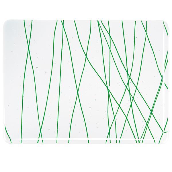 Bullseye Glass 4152-00F Forest Green Streamers on Clear SQFT Listing