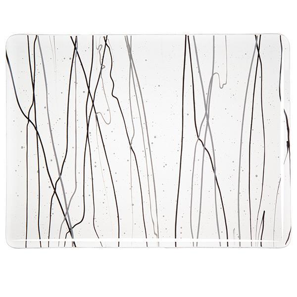Bullseye Glass 4171-00F Black &amp; White Streamers on Clear SQFT Listing