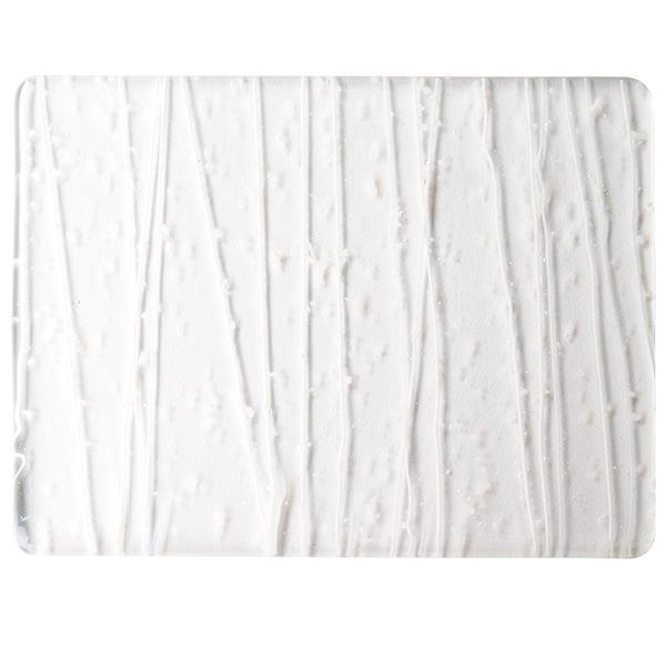 Bullseye Glass 4237-00F 10x17.5 Vanilla & White Frit w/Vanilla & White Streamers quarter stock sheet