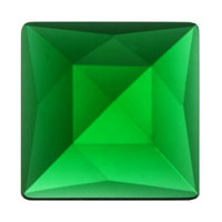 Gems 18mm Square Faceted Jewel Green