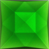 Gems 25mm Square Faceted Jewel Green
