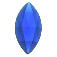 Gems 30 x 15mm Oval Pointed Faceted Jewel Dark Blue