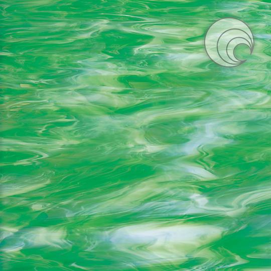 Oceanside Glass 327-2S-F 12x12 Light Green/White Fusible eighth stock sheet