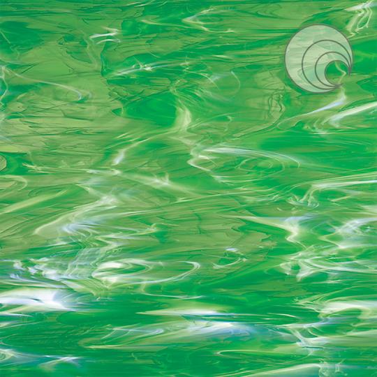 Oceanside Glass 329-2S-F 24x24 Light Green/White Wispy Fusible half stock sheet