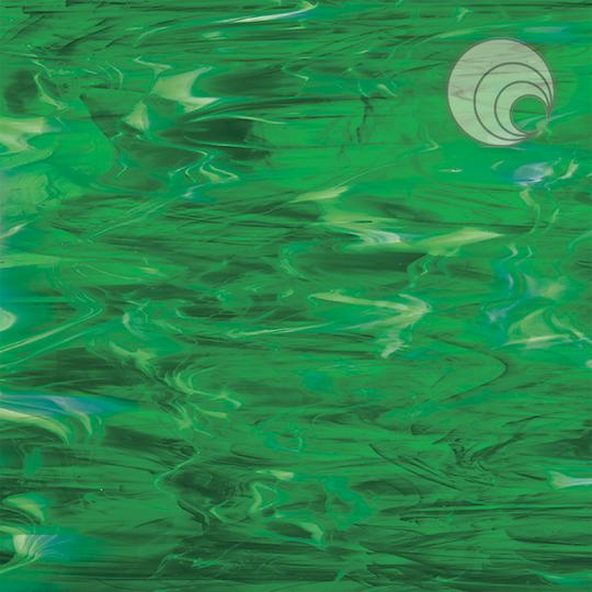 Oceanside Glass 329-6S-F 12x12 Dark Green/White Wispy Fusible eighth stock sheet