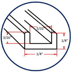 Lead Came U-Channel Square Cascade SU-55  (B-Face 1/4")  Singles