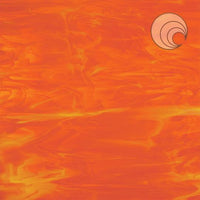 Oceanside Glass 379-1S-F 24x24 Orange/White Wispy Smooth Fusible half stock sheet