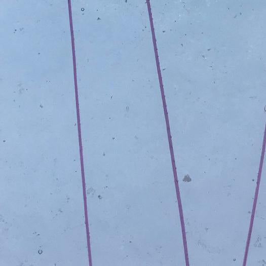 Bullseye Glass 4156-00F 10x17.5 Disc. Cranberry Pink Streamers on Clear quarter stock sheet