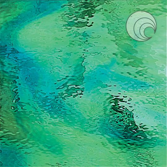 Oceanside Glass 423-1W-F 11x24 Pale Green/Aqua Blue Waterglass Fusible quarter stock sheet