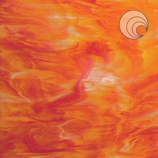 Oceanside Glass 675-5S-F 24x24 White/Orange-Red half stock sheet