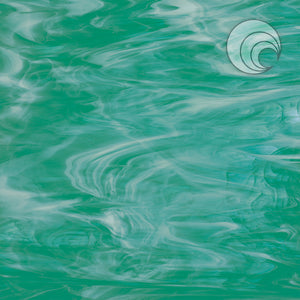 Oceanside Glass 823-72S-F 12x24 Teal Green/White quarter stock sheet