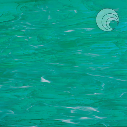 Oceanside Glass 823-92S-F 24x24 Teal Green/White, Wispy half stock sheet