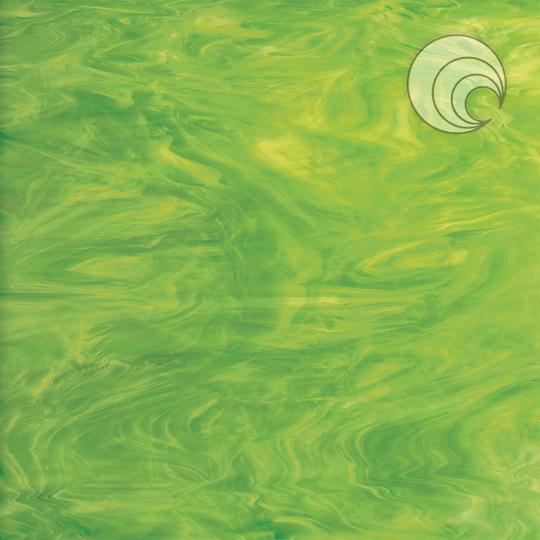 Oceanside Glass 826-71S-F 24x24 Lime Green/ White Fusible half stock sheet