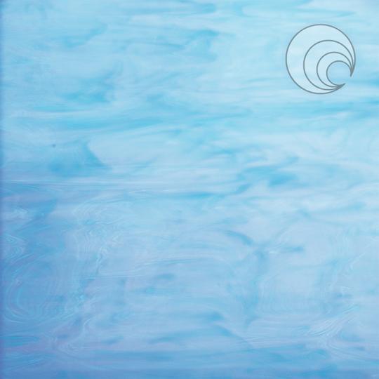 Oceanside Glass 833-51S-F 24x24 White/Sky Blue Fusible half stock sheet