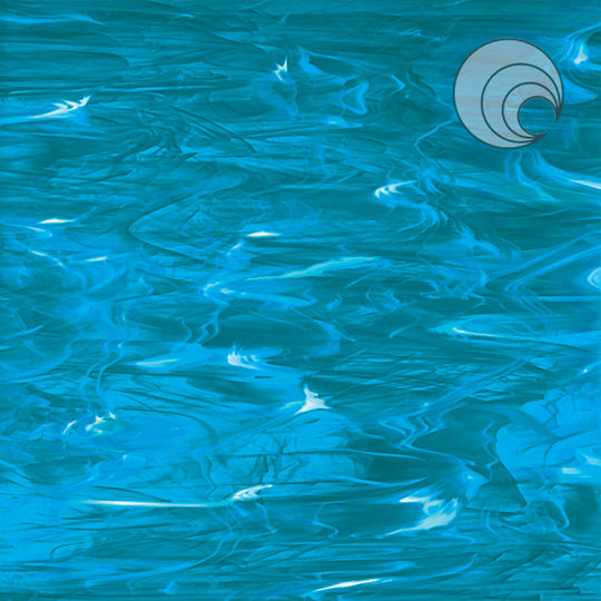 Oceanside Glass 833-93S-F 12x24 Deep Aqua/White, Wispy quarter stock sheet