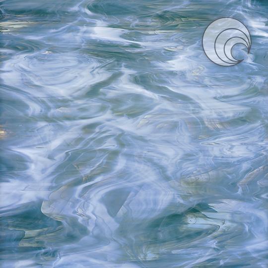 Oceanside Glass 838-74S-F 24x24 Steel Blue/ White Fusible half stock sheet