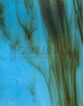 Kokomo Glass 126ML 32x16 Turquoise Opalume/Brown half stock sheet