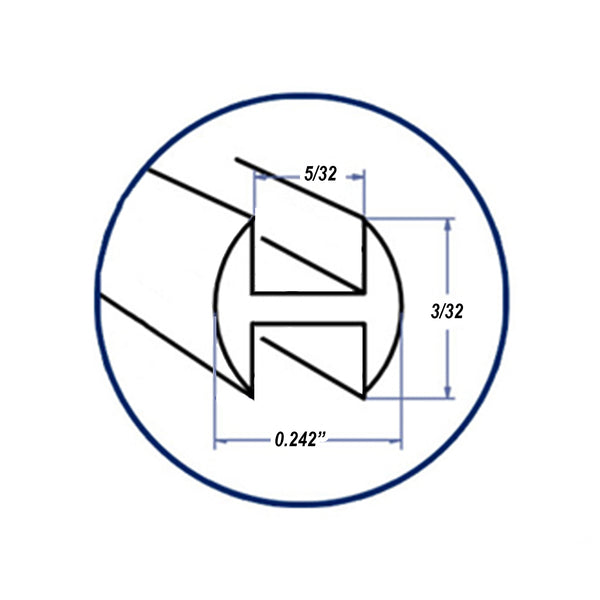 Lead Came H-Channel Round Mayco (Ph 315) 1/16" Singles