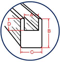 Lead Came U-Channel Square Cascade SU-385  (B-Face 3/8")  Singles