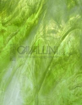 Wissmach Glass WO-57 Lime Green/Amber/Clear Wispy SQFT Listing